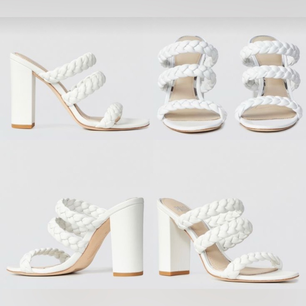 NWT Paige “Nora” White Braided Heeled Sandals, size 8.5
